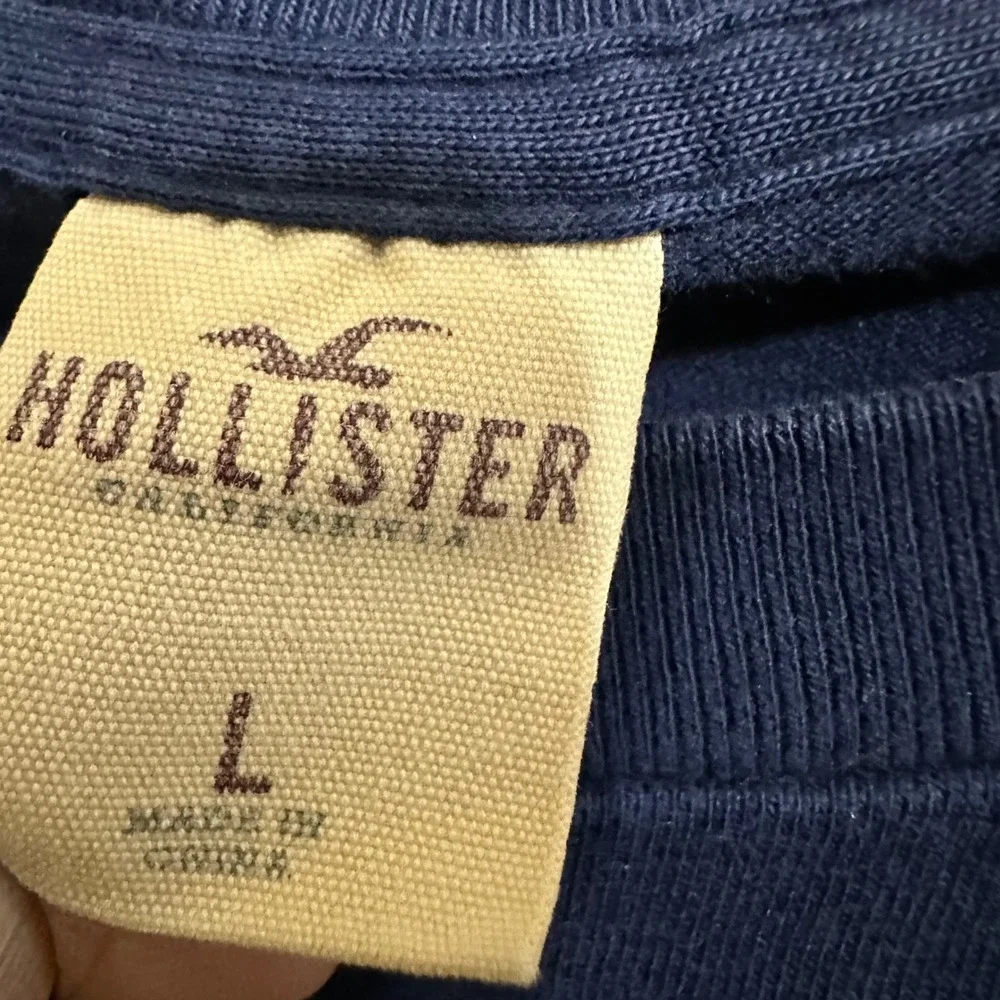 Hollister California Surfing Long Sleeve T Shirt Navy Blue Graphic Mens Sz L Y2K - Picture 3 of 4